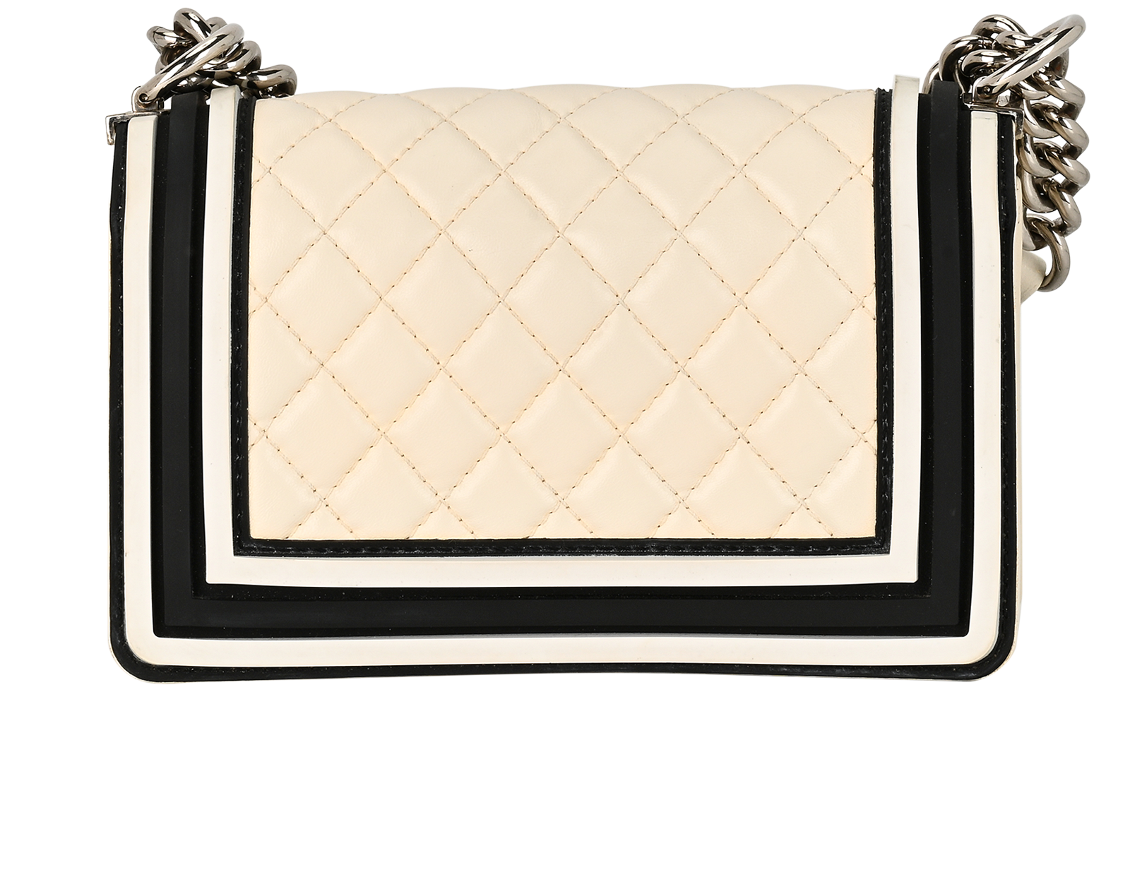 Small Boy, &pound;1,800, Handbags, Black/Cream, Lambskin Leather, Back view